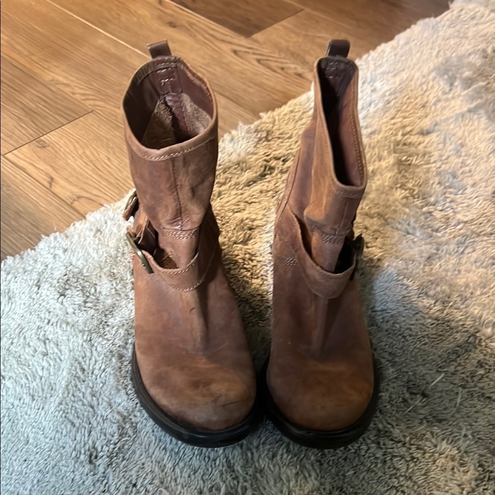 Lucky Brand Brown Combat Moto Boots